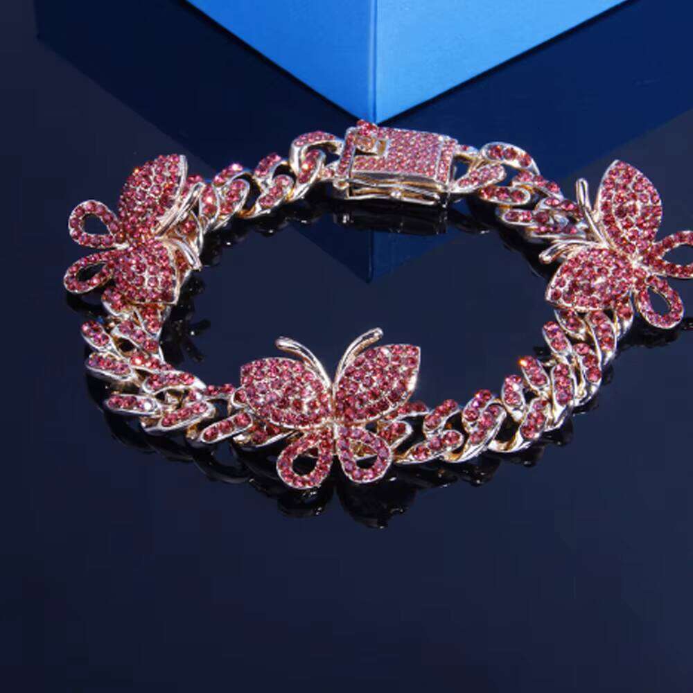 Iced Out butterfly Pendant Classic Bracelet Miami Full Dia Cuban Anklet Foot Jewelry