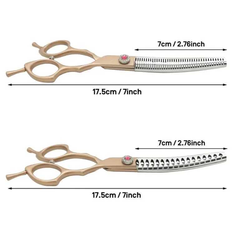 7Professional Dog Grooming Scissors Pet Curved Thinning ShearsCurved Chunkers Shears Dog Grooming Supply R250527