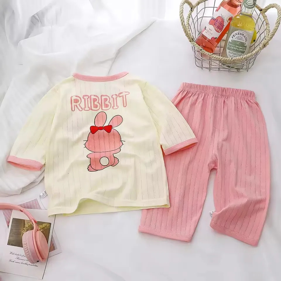 Baby Pajama Sets Cotton Child Pajamas Toddler Long Sleeve Nightwear Kids Cartoon Homewear Clothes 250527
