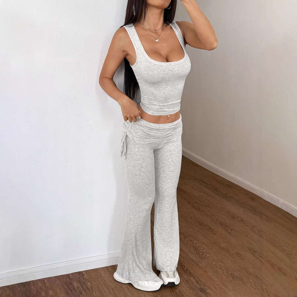 Y2K Sports Style Solid Color Women's Long Pants Set 2025 Spring Summer