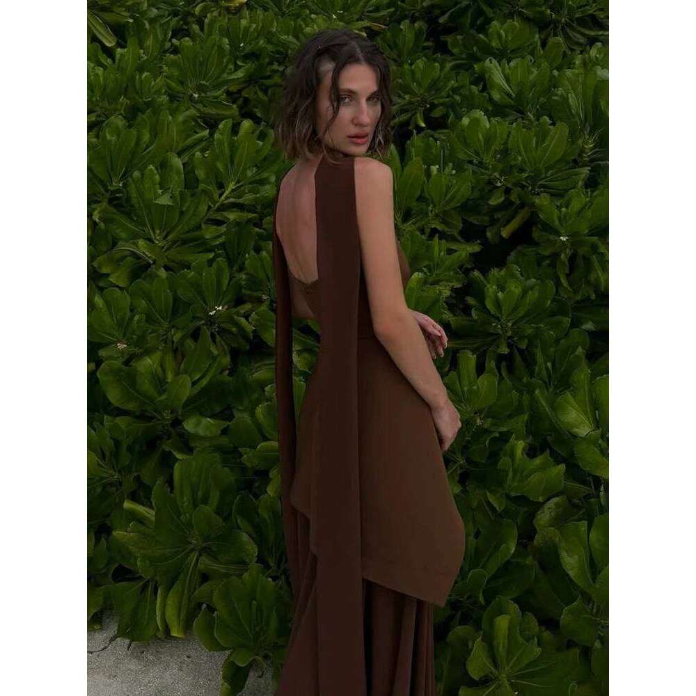 Hot Tight Dresses TARUXY Fashion Strapless With Ribbon Female Elegant Sleeveless Mesh Beach Vacation Long Spring New Women Dress Casual Knee Length Dr