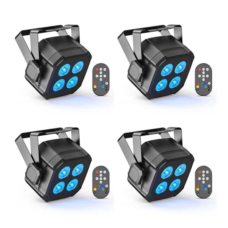Yiflamefly 4Pcs 30W Par Lights 4x8W LED RGBWYP+CYAN DJ Light Remote DMX Controlled Stage Light For Wedding Party Club DiscoXJ250527