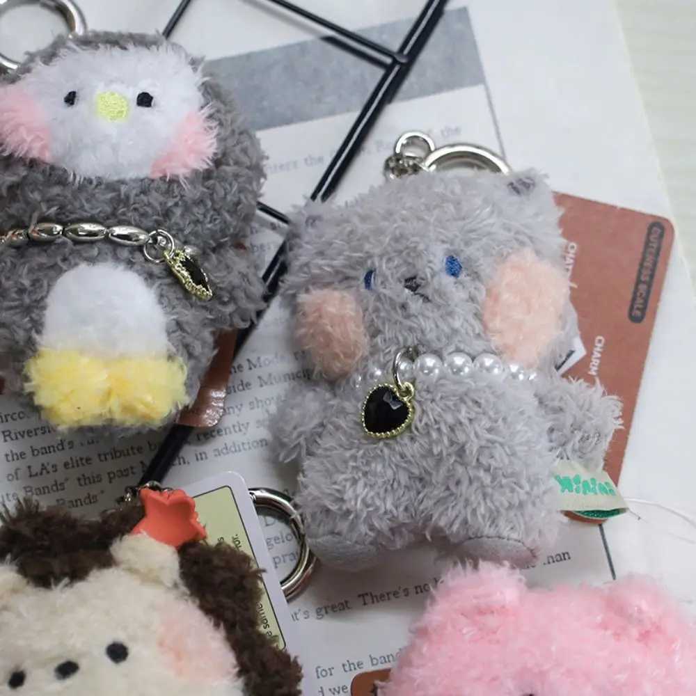 Stuffed Animals Plush Little Bear Keychain Plush Doll Soft Curly Plush Sitting Doll Pendant Animal Bear Cute Bear Bag Pendant W250526