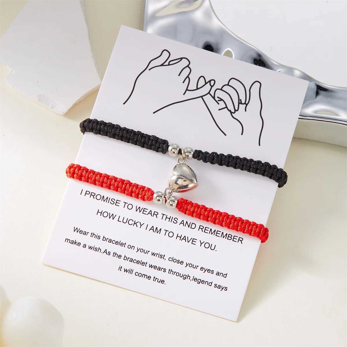 2Pcs/Set Romantic Heart Magnetic Attract Couple Bracelet For Women Men Fashion Braided Rope Matching Bracelet Friendship Jewelry W250526