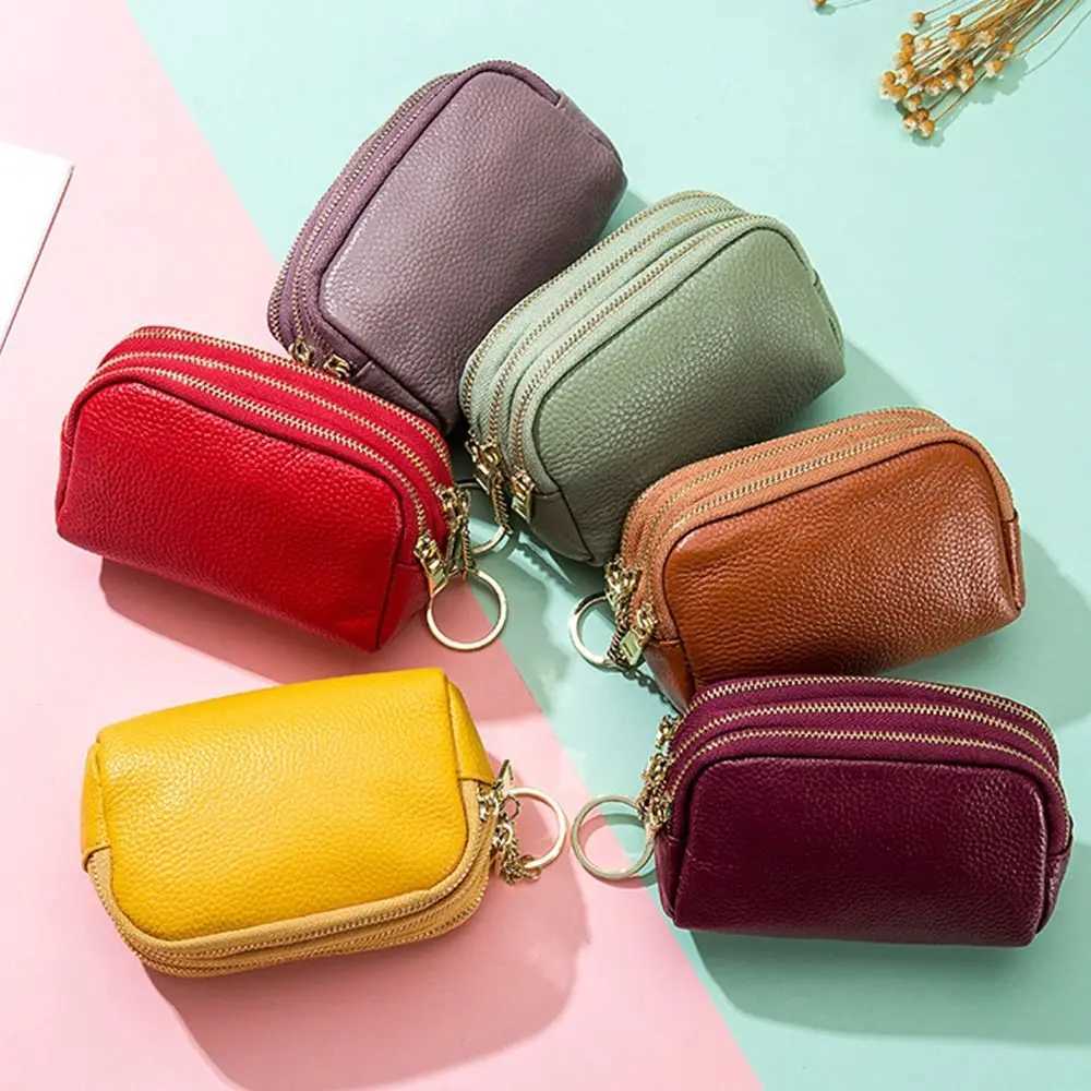 Genuine Leather Mini Pocket Zipper Small Money Bag Female Wallet Women Wallet Purse Short Card Coin Key Holder Change Pouch Z250527