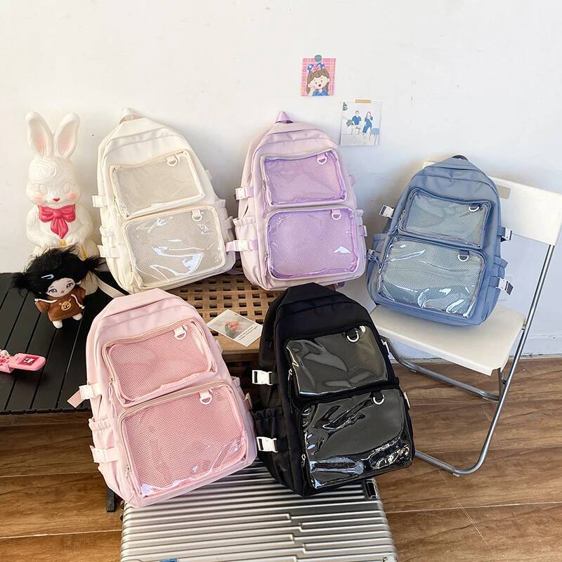 Style Transparent Ita Bag Girls Comic Cons Large Capacity Women Backpack Fashion School Bags for College Student JK