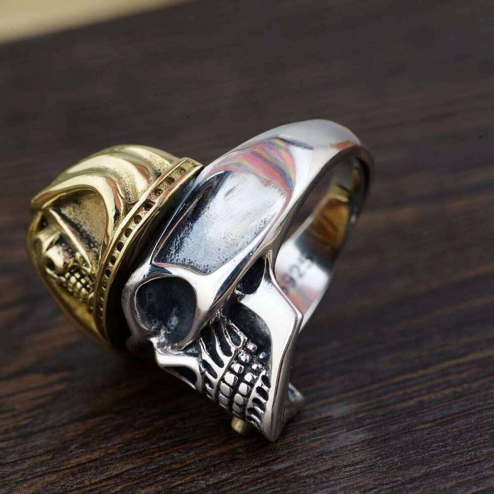 Authentic Sterling Sier Gothic Skeleton Skull Men Punk Ring