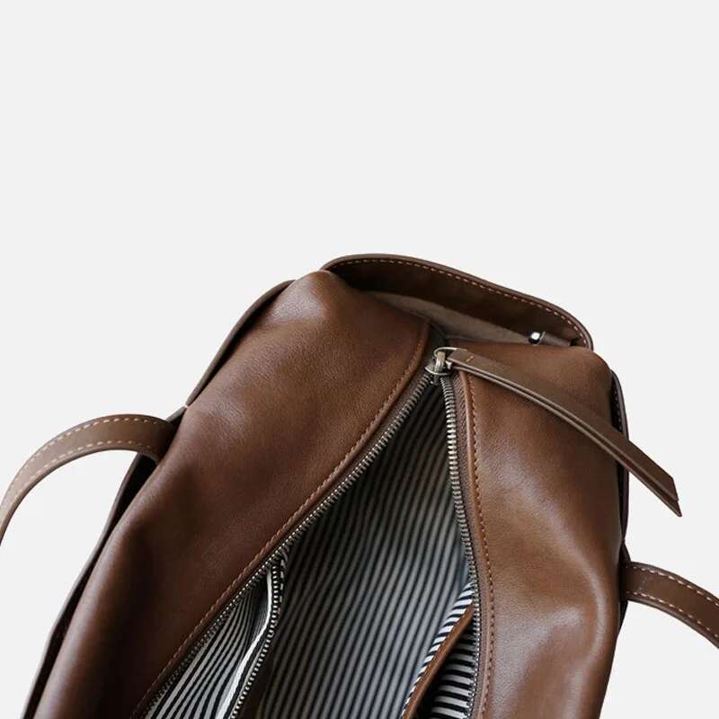 Head Layer Cowhide Travel Organizer Bag Women's Genuine Shoulder Vegetable Tanned Leather Retro Tote Bag For Women