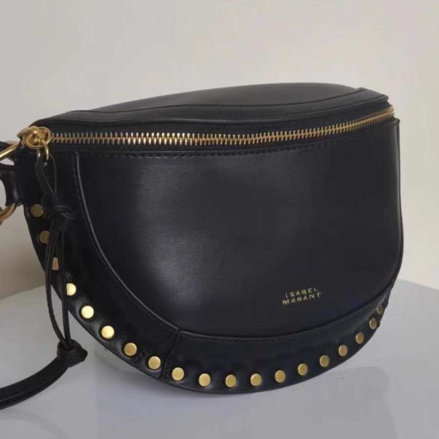 IS Classic Series SKANO Black Single Shoulder Cowhide Leather Half Moon Waist Bag for Women