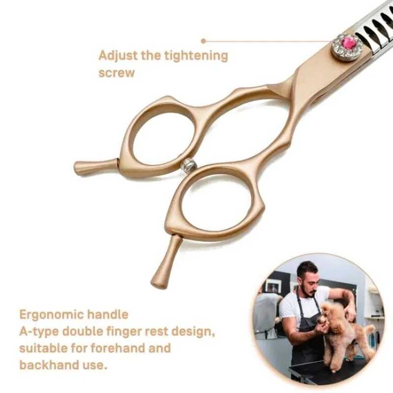 7Professional Dog Grooming Scissors Pet Curved Thinning ShearsCurved Chunkers Shears Dog Grooming Supply R250527