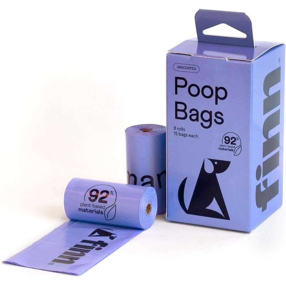 Finn Biobased Poop Bags USDA-Certified BioPreferred Product Made from 92% Plant-Based Materials / 8% PE | Unscented Dog Waste Bags, Set of 120