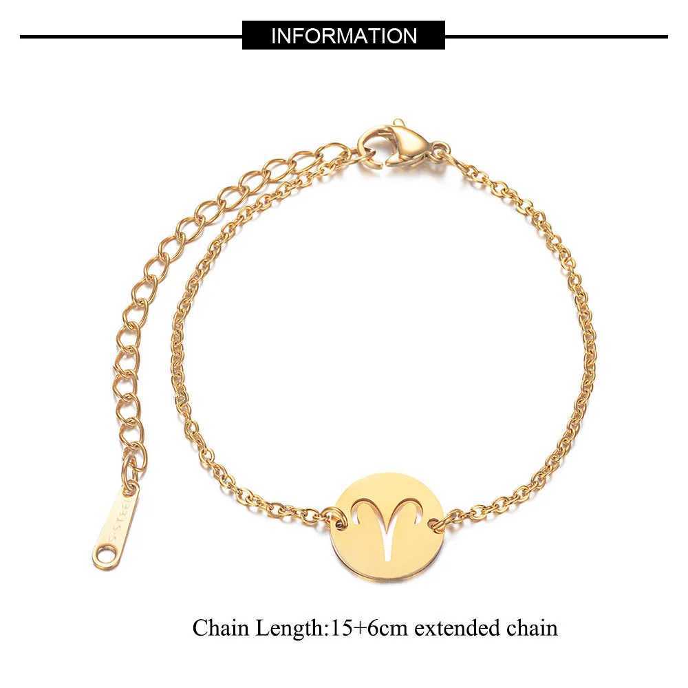 Aries 12 Zodiac Sign Constellation Bracelet Gold Color Stainless Steel Hand Bracelets For Women Jewelry Birthday Gifts 2022 W250526