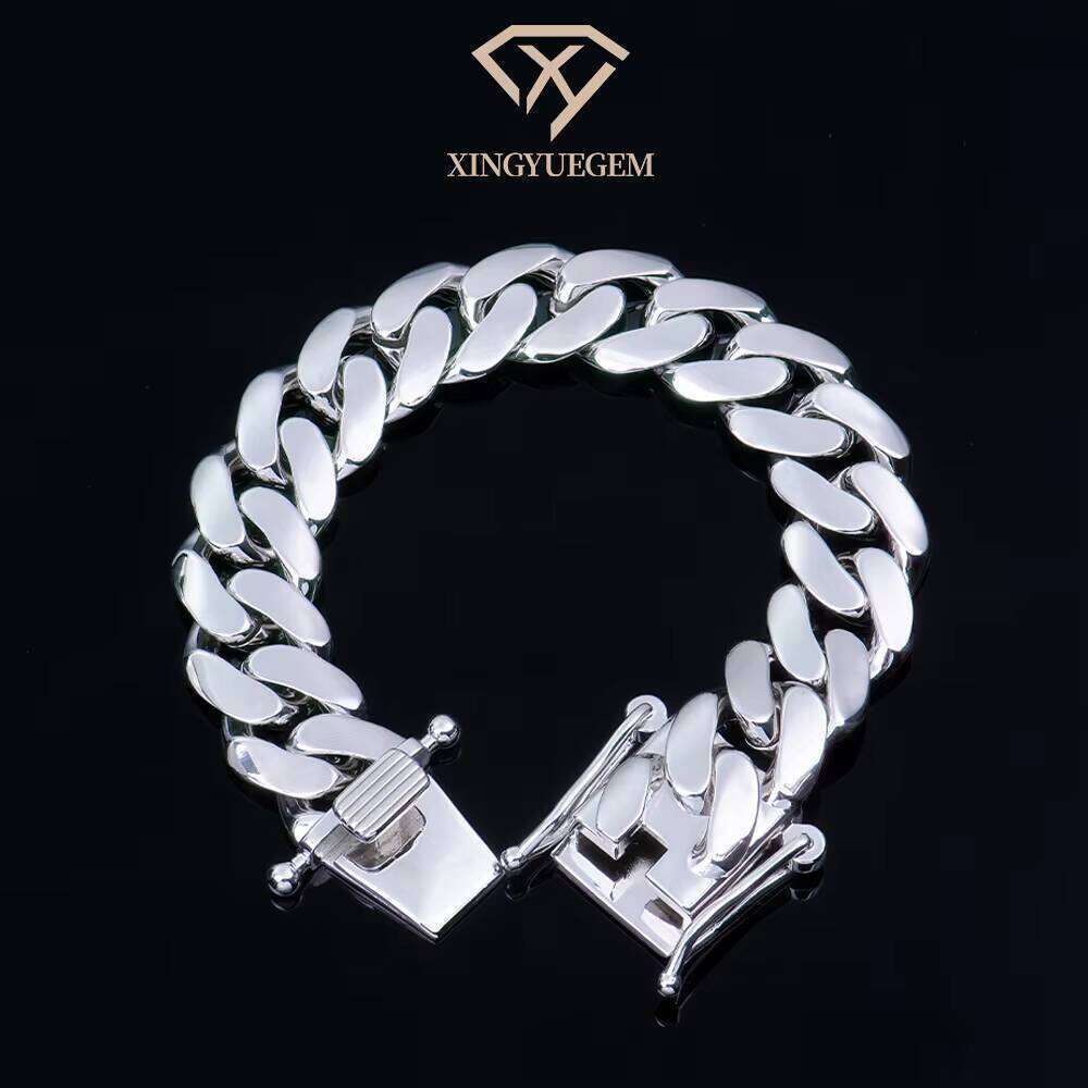 Men's Hip-Hop Sier Boutique Jewelry 14mm Miami Cuban Link Bracelet No Gift