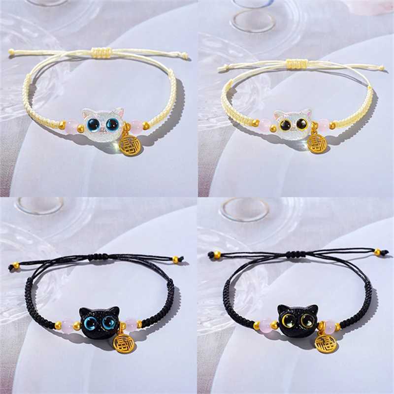 Cute Big Eyes Cat Adjustable Bracelet Couple Friendship Unique Elegant Fashion Jewelry Cat Charm Bracelet Gift W250526