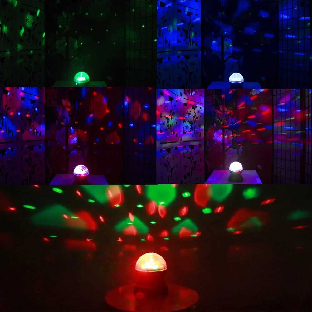 USB/Rechargeable RGB Disco Light Bluetooth Speaker Rotating Magic Ball Stage Lamp Projector Sound Activated DJ Party Decor Gift XJ250527