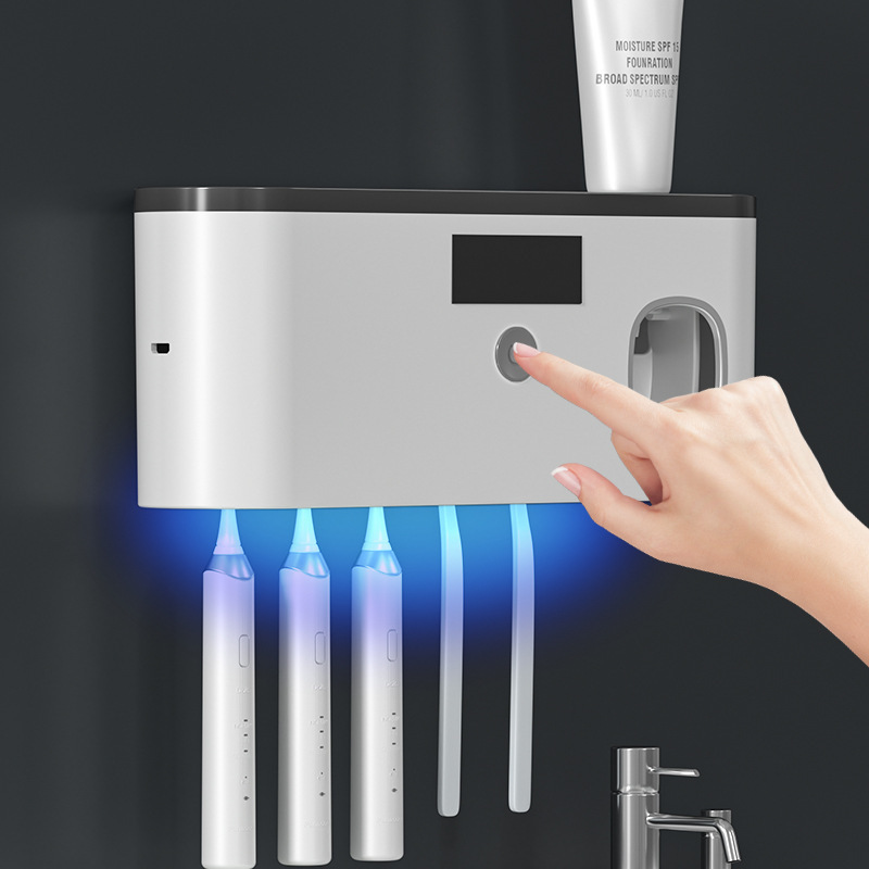 Wireless Charging UV Toothbrush Sanitizer Punch Free Toothbrush Holder Storage Rack