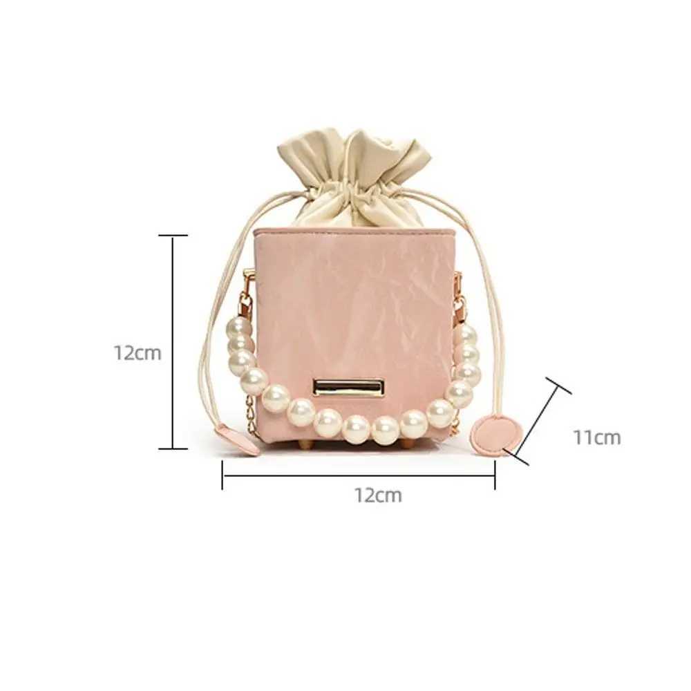 Pearl Waist Bag Fashion Chain Handbag Gifts All-match Drawstring Handbag Vintage Shoulder Crossbody PU Leather Small Square Bag W250527