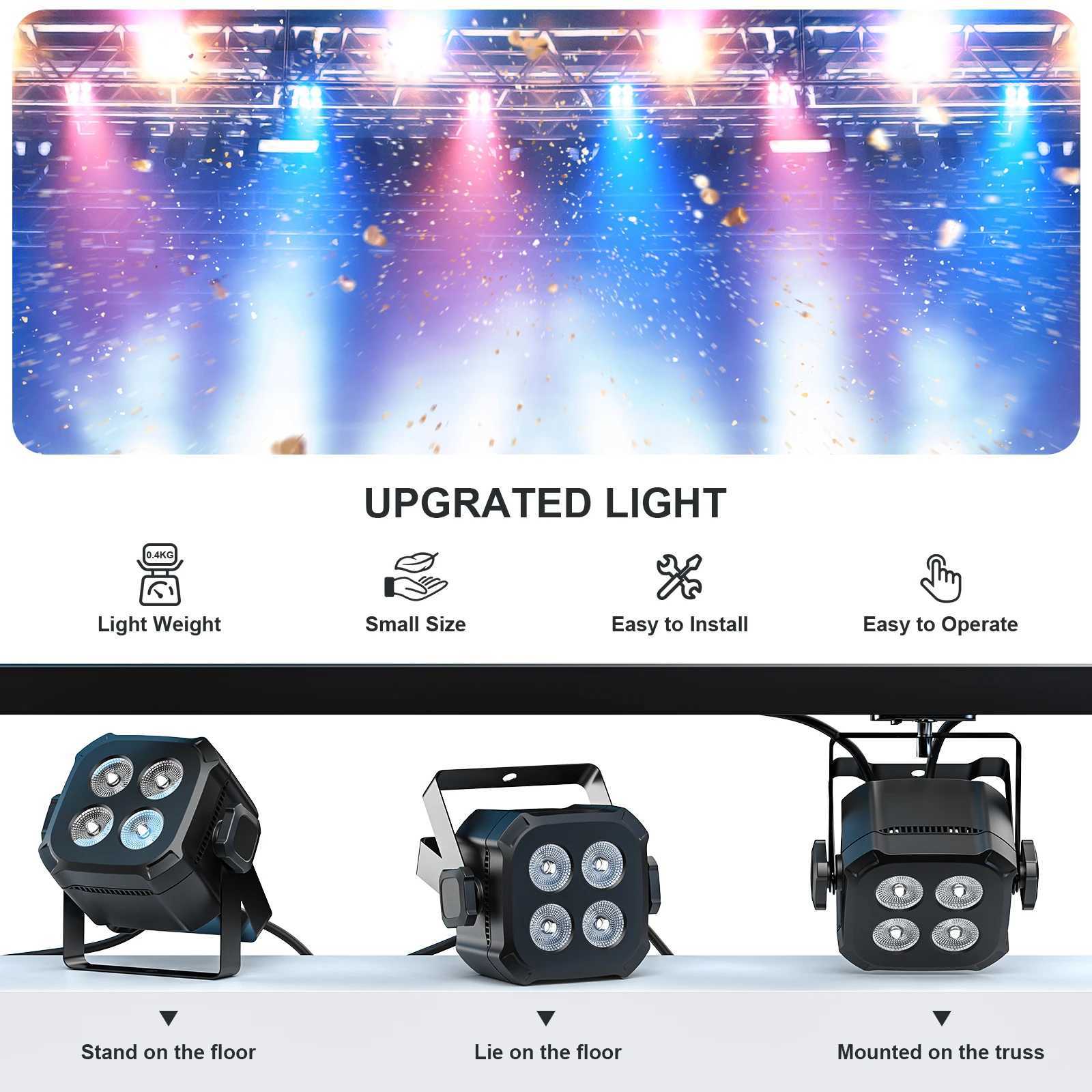 Yiflamefly 4Pcs 30W Par Lights 4x8W LED RGBWYP+CYAN DJ Light Remote DMX Controlled Stage Light For Wedding Party Club DiscoXJ250527