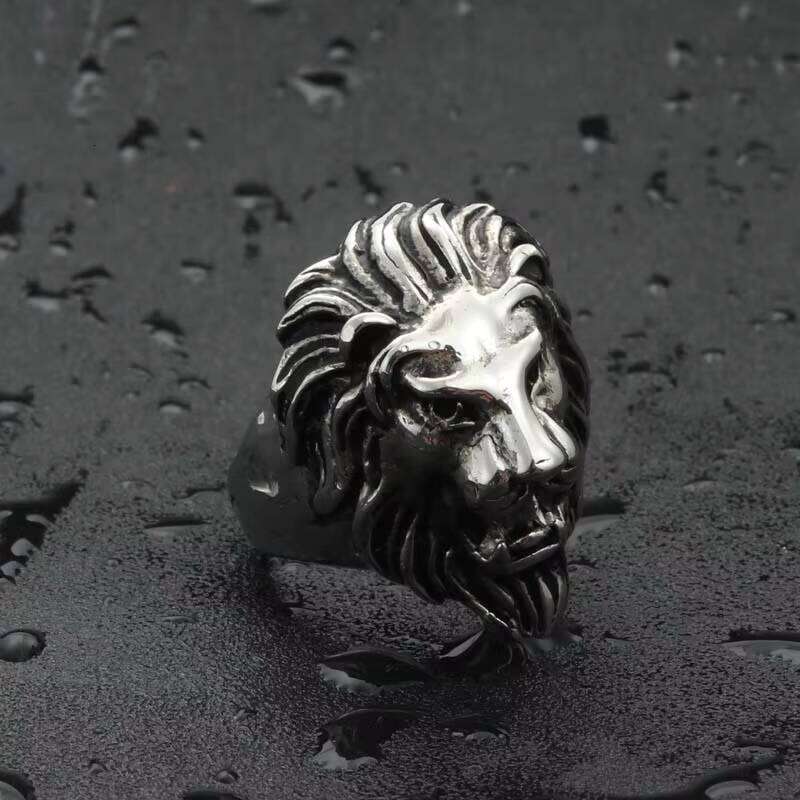 Sier lion Head Stainless Steel Custom Ring Men's Jewelry Gift Wholesale