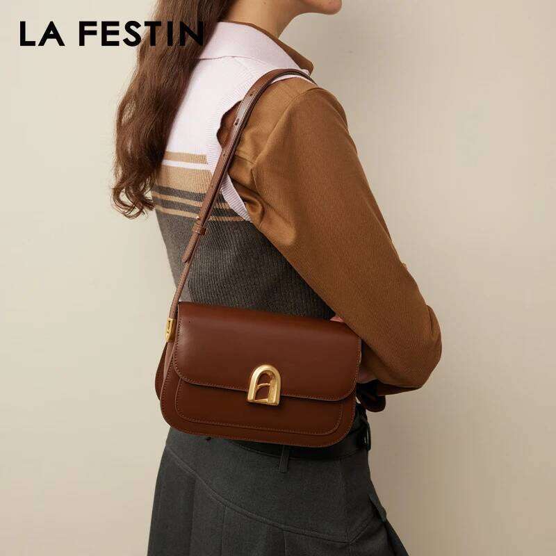 LA FESTIN Original New 2024 Ladies Leather Crossbody Shoulder Bag Women's bag Handbag A-line Door Series Products