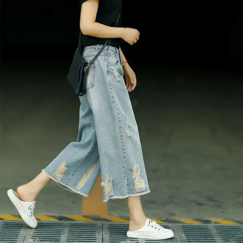 Jeans Woman Ripped Jean Summer Clothes Baggy Pants Wide Leg Denim High Waist Loose Korean Reviews Many Clothe 250516Z