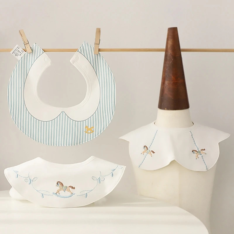 Kids Embroidered Waterproof Feeding Bibs Comfortable Cotton Bibs Toddlers Waterproof Bibs Infant Mealtime Bibs for Kids 250522