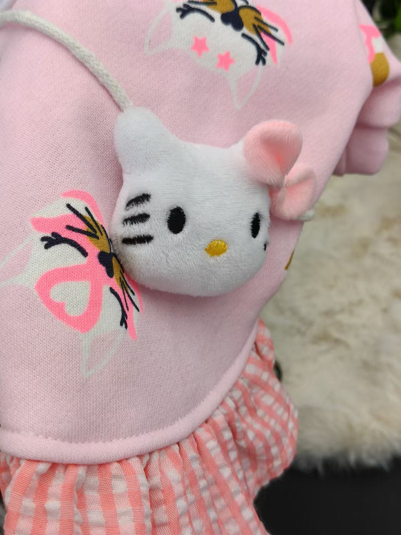 Cat clothes for spring and summer, anti shedding hair, breathable pink, three-dimensional cute cartoon