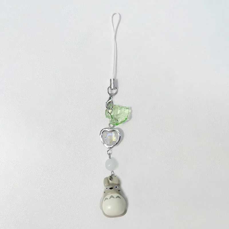 Handmade Cat Phone Charm Green Fairy Core Keychain W250526