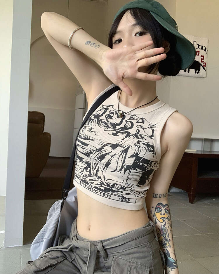 American Style Racerback Tank for Women Summer Sweet and Spicy Pink Sleeveless Short Sports Top