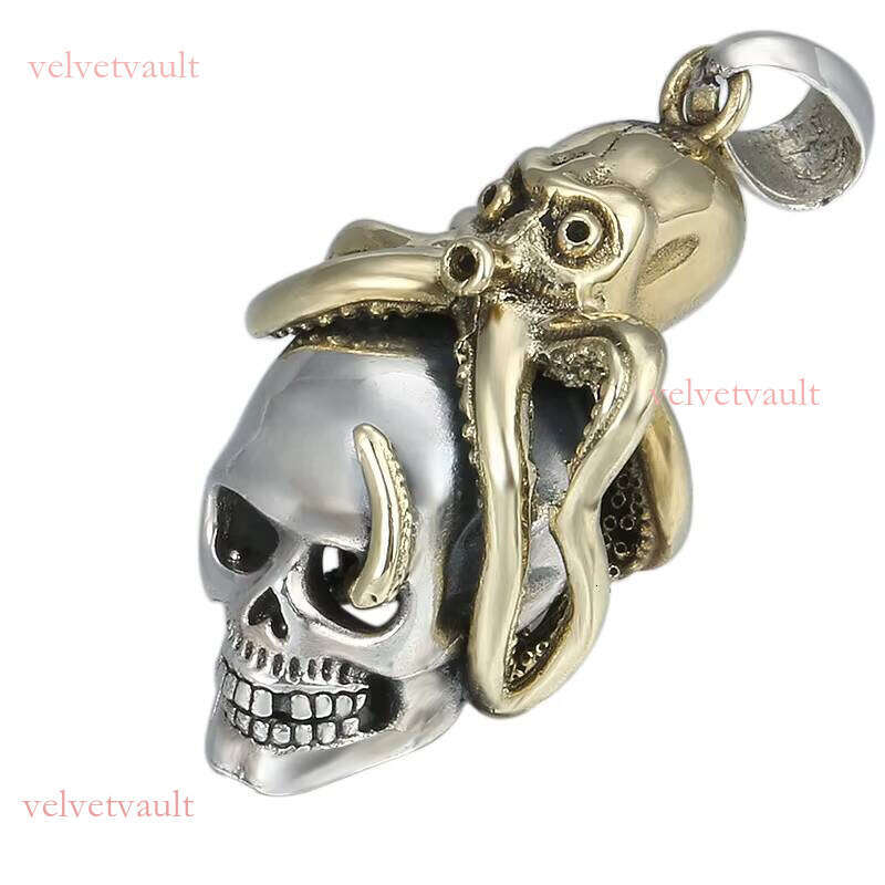 Wholesale S Sterling Sier Necklace Pendants for Men and Women Vintage Fashion Octopus Skull Gothic Pendant Jewelry