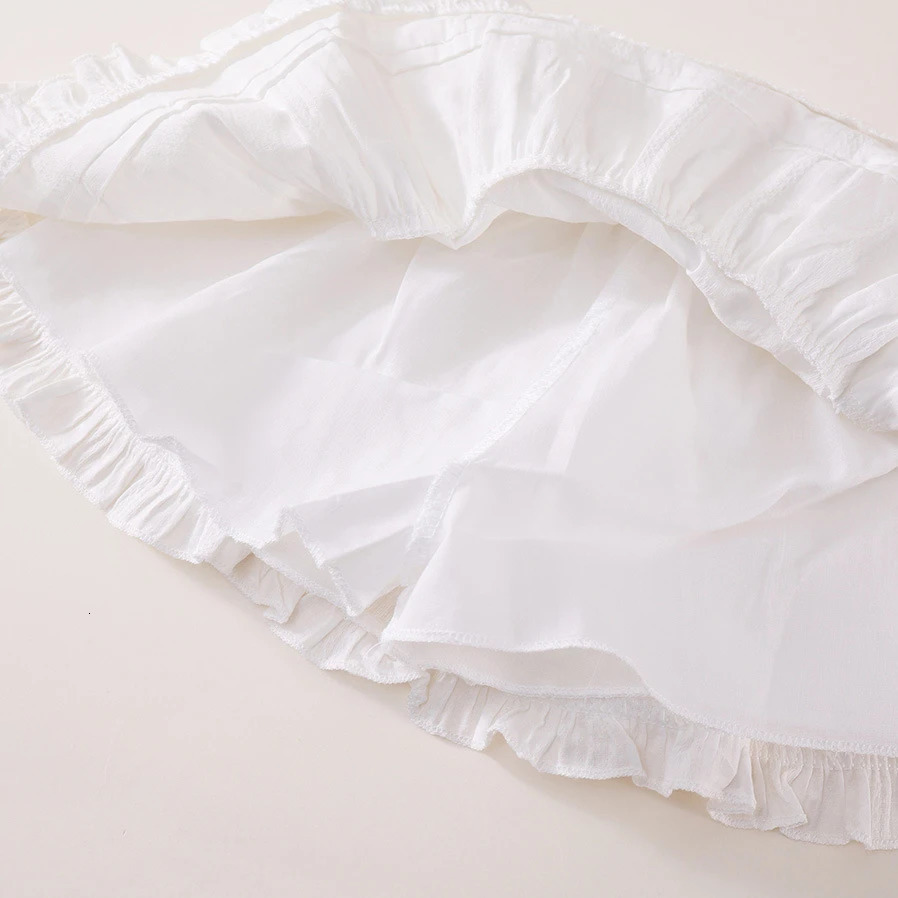 SpringSummer Arrival Girls White Cake Puff Skirt with Embroidered Hem Casual Baby Girl Half 250527