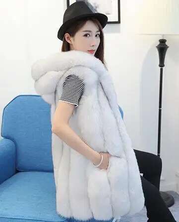 ZADORIN Winter Coat Women Furry Vest Hooded Warm Faux Fur Jacket Coats Female Slim Waistcoat veste femme