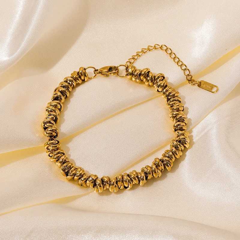 EILIECK 316L Stainless Steel Gold Color Annularity Chain Link Bracelet For Women Luxury Designer Fashion Wrist Jewelry Gifts W250526