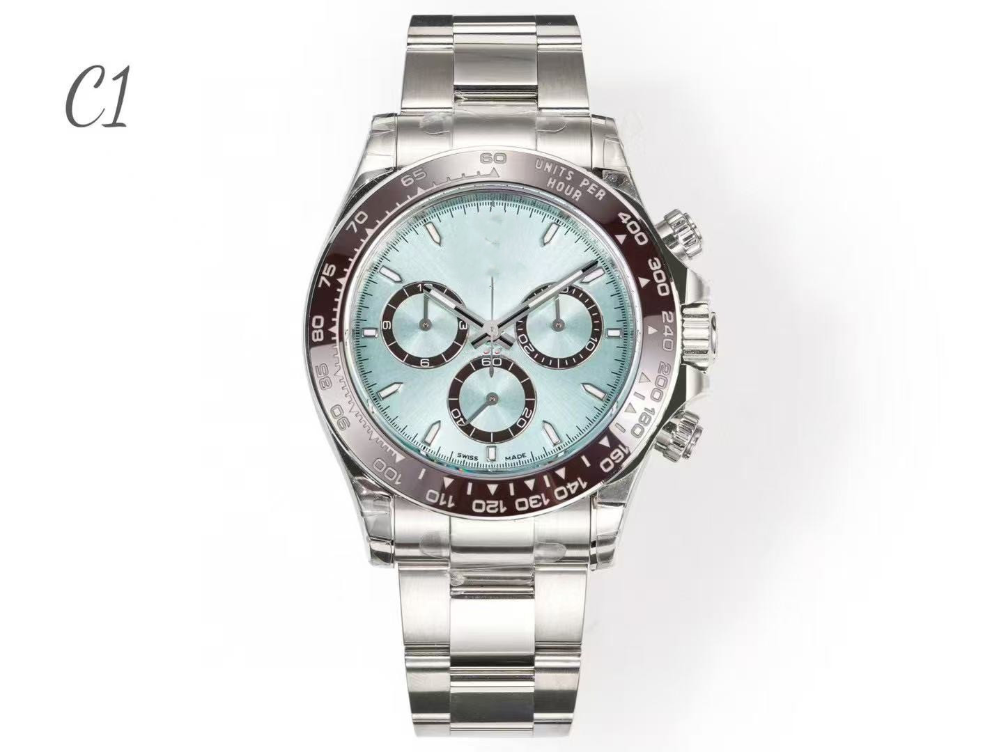 Men's 40mm watch 12.2mm thickness Dandong 7750, 4130 automatic glass bottom mechanical movement sapphire 904L super luminous