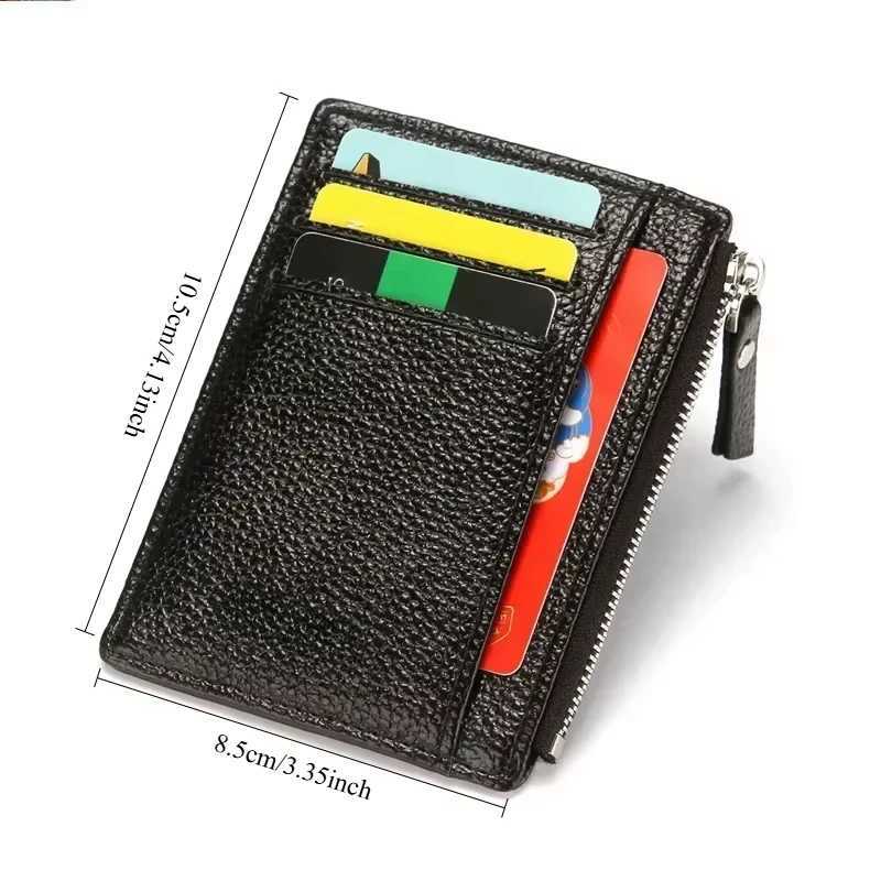 Mini Zipper Card Bag Slim ID Bank Purse Wallet Credit Organizer Portable Small Slim Ultra-thin Short Purse for Men Black Z250527