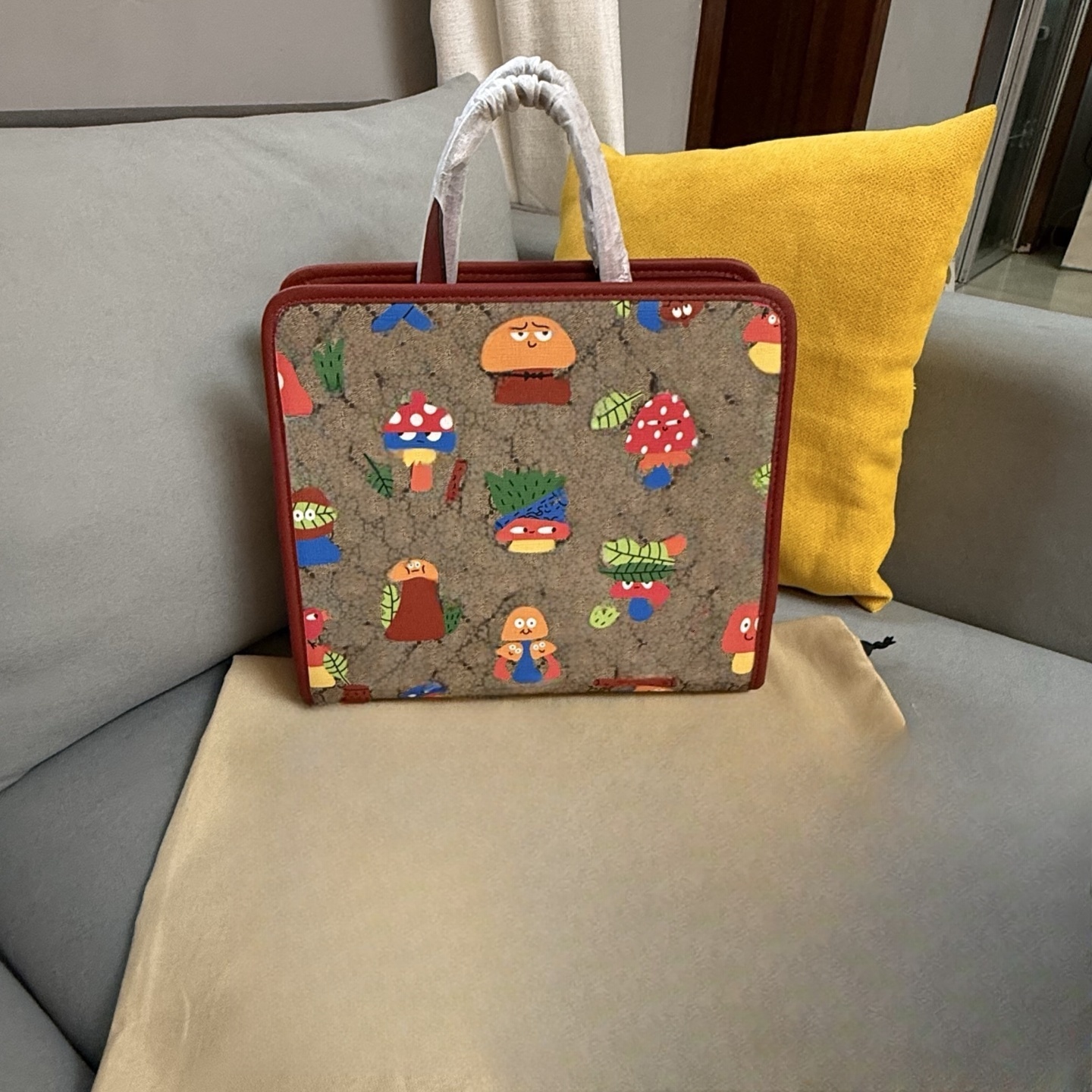 Designer children mushroom letter printed handbags Fashion kids cartoon single shoulder tote bags luxury girls PVC messenger bag S3929