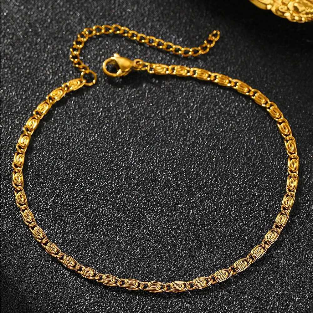 FTCY Stainless Steel Chain Bracelet for Women Gold Color Lightweight Luxury Womens Bracelet Foot Ankle Jewelry Accessories W250526
