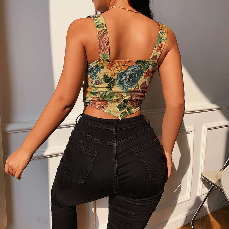 Ilya Jacquard Waist-Cinching Vest 2025 Summer New Floral Embroidery Small Camisole LQ21216PF