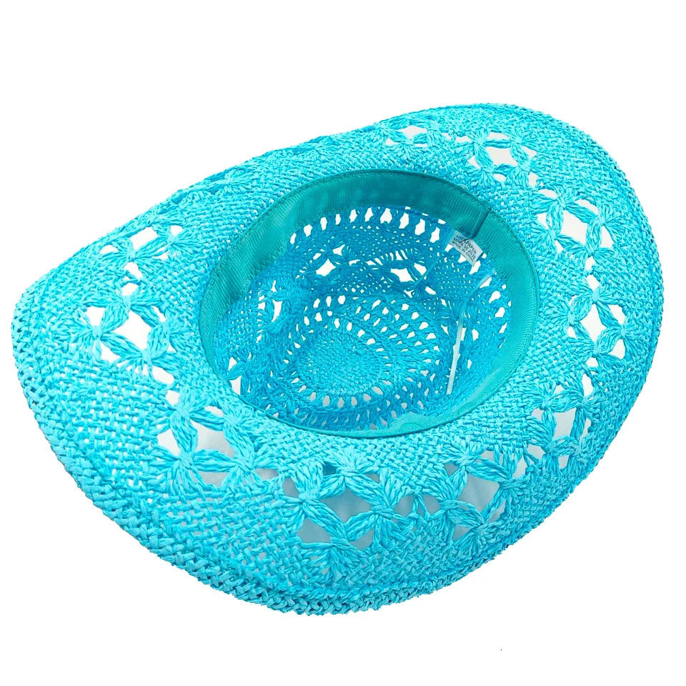 Cowboy hat Lake blue fashion hollow travel beach hat men and women solid color western Cowboy hat chapau homme 250526