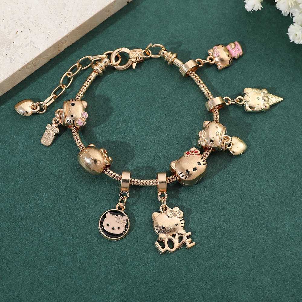 Sanrio Hello Kitty Altn Kaplama Bilezikler Charms ile Kadnlar iin Yksek Kaliteli Moda Tak Kawaii Sanrio Parti Hediyeleri w250527