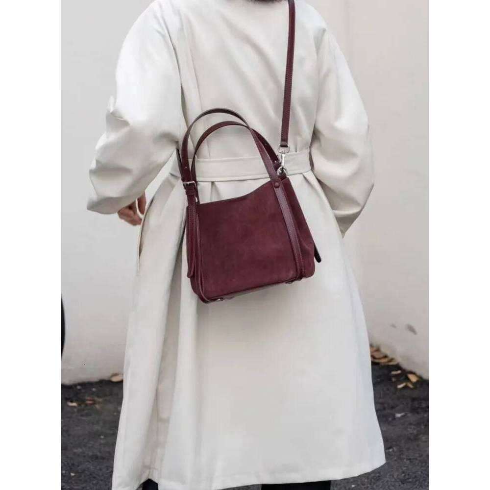 Women Vintage Casual Small Bucket Autumn Winter Suede Single Shoulder Designer Tote Handbag Ladies Messenger Bag New