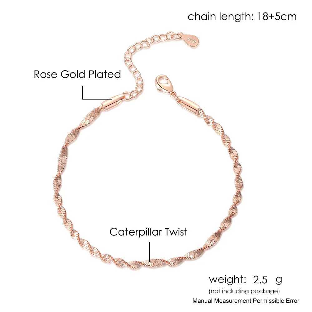 Bracelet For Women Smooth Exquisite Trendy Spiral Wave Twisted Grain Rose Gold Color Silver Color Fashion Jewelry Gift KBH064 W250526