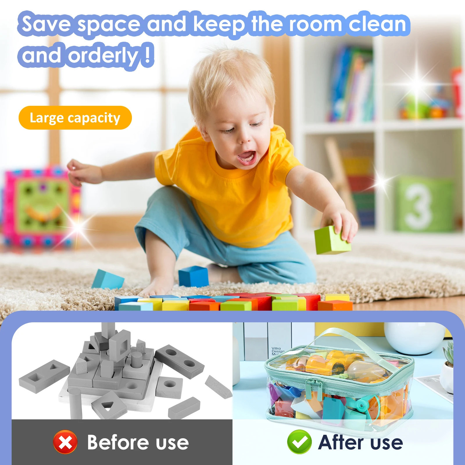 3/6 Pcs PVC Storage Bags with Zipper and Handle Clear Toy Organizing Bags Reusable Waterproof for Cosmetic Wash Toiletry Storage 250526