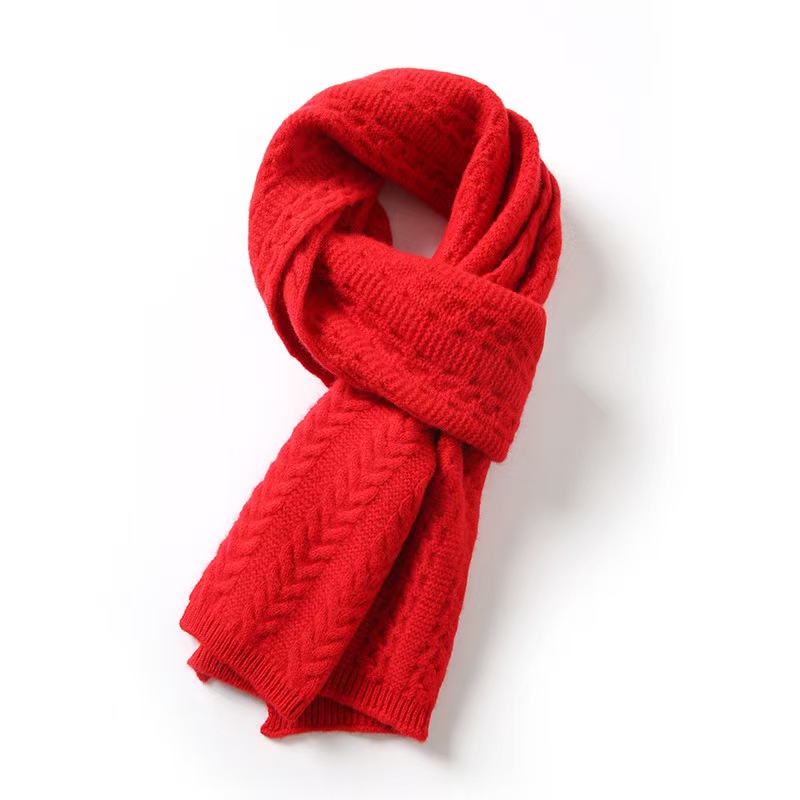T816 cashmere 100 wool new thickened twisted solid color twisted knitted warm wool scarf neck