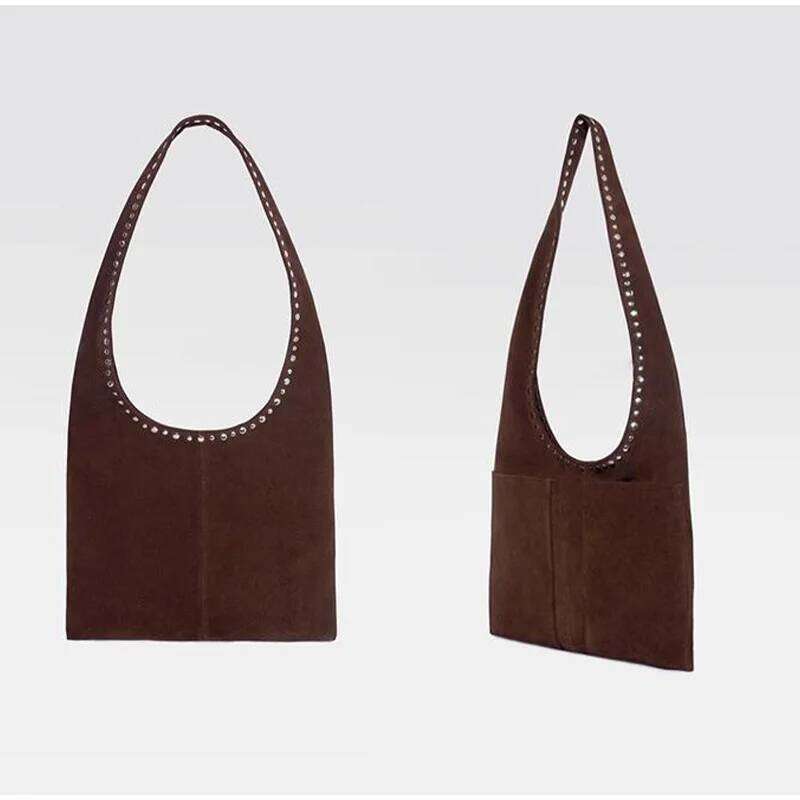 Women's Bags Designer Vintage Rivet Y2k Suede Women Shoulder Bags Motorcycle Style Large Capacity Tote Bag Soft Leather Handbags Shopper Purses
