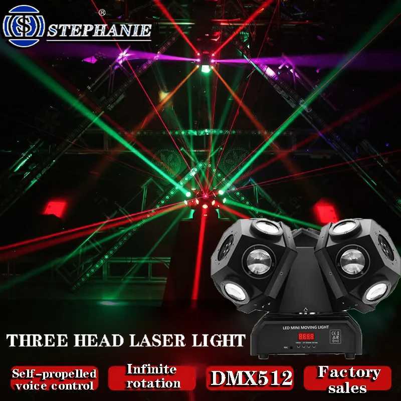 220W RGBW LED Beam Moving Head Light 3 Heads RGB Laser Stage Projector Light Music DMX512 Controller DJ Disco Lamp Party Lights XJ250527