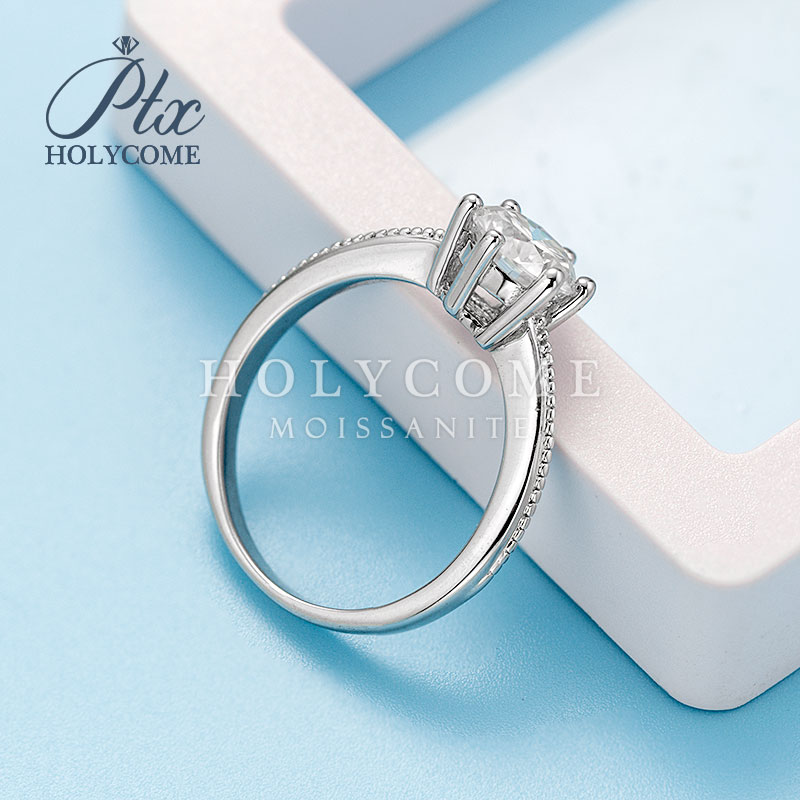 Handmade Wedding Band Classic Design Ring Jewelry 925 Sterling Silver 18k White Gold Plated Wedding Engagement Moissanite Stone Ring