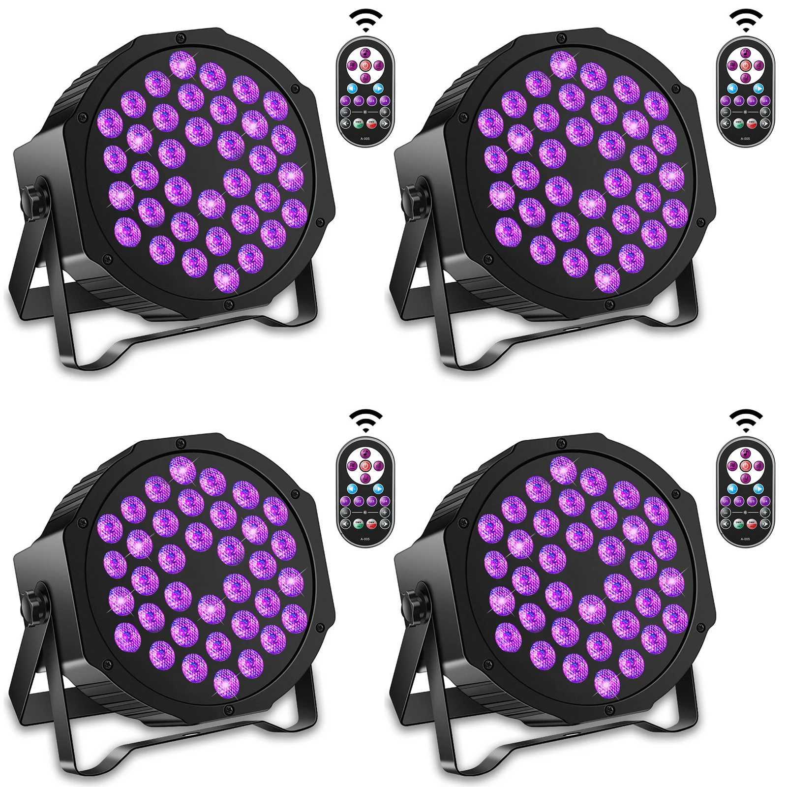 UKing 4PCS 36 LED Stage Flat Par Lighting 36W UV Blacklight DMX512 Effect for DJ Disco Party Christmas Bar Club Show Lights XJ250527