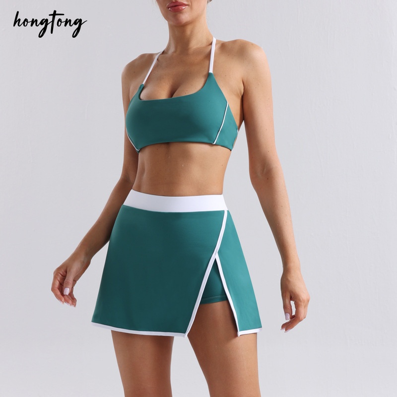 Yoga outfits set gym sets sports bra women shorts athletic clothes outdoor sports running skinny elastic quick dry skirt versatile tennis dress size s
