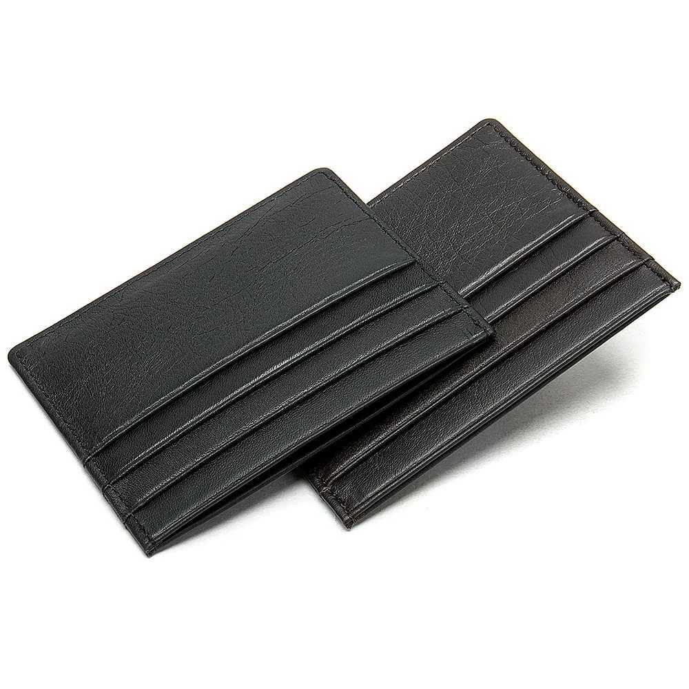 Genuine Cow Leather ID Card Holder Business Wallet With 7 Card Slots Slim Card Case Z250527